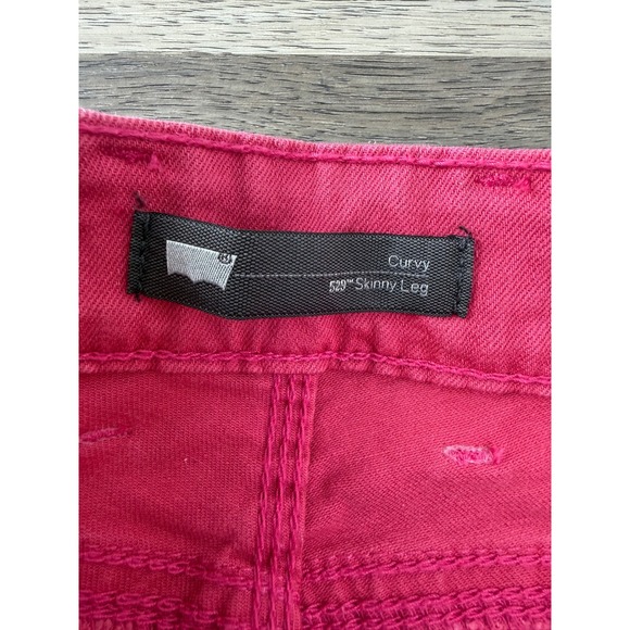 Levis 529 Curvy Skinny Leg Pink Denim Jeans Womens 6M W28 L32 Mid Rise Stretch - Picture 7 of 12